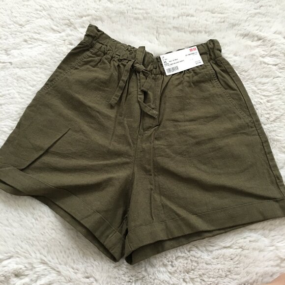 Uniqlo Cotton Linen Relaxed Shorts Green XS - Picture 1 of 3